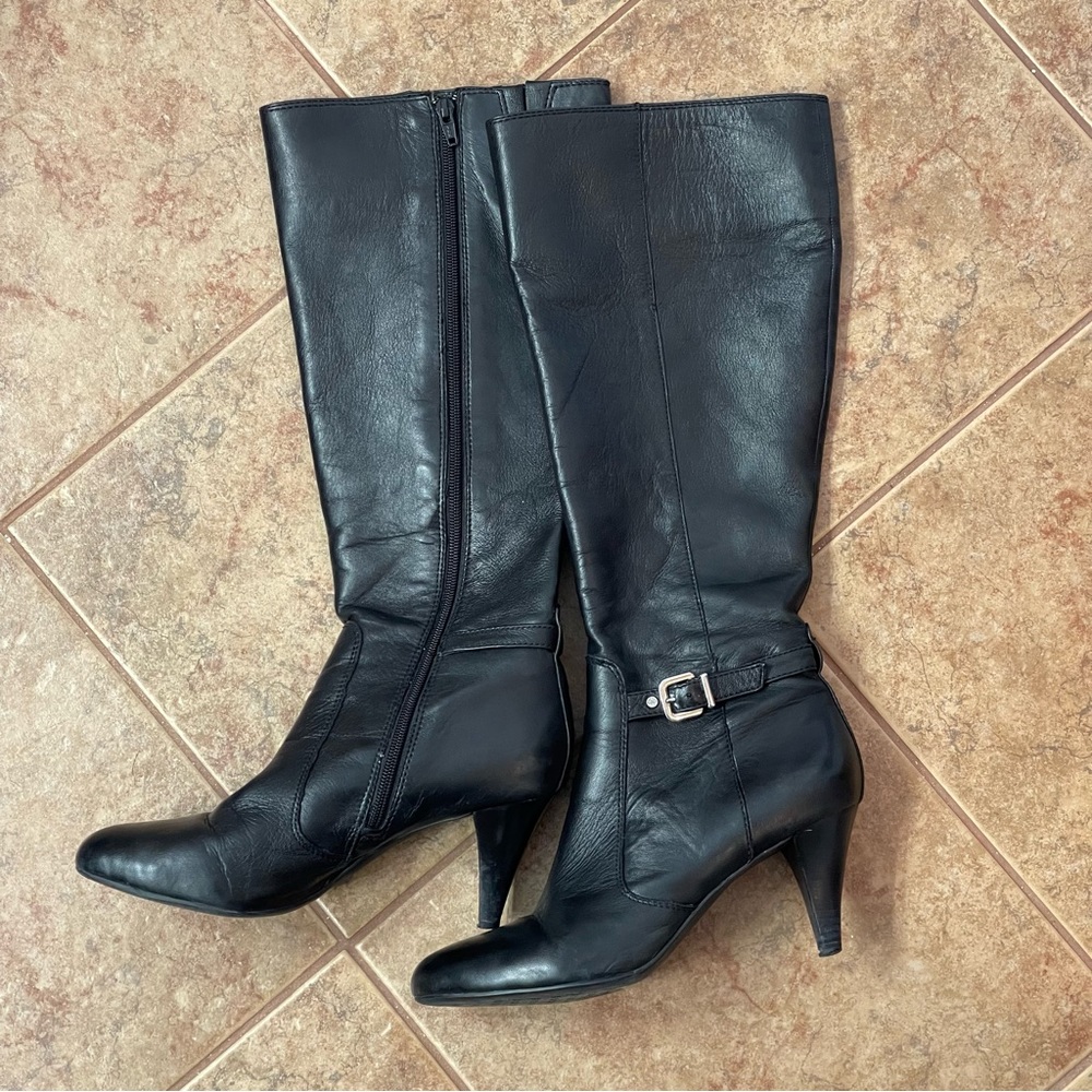 Knee High Black Leather Boots | 9M